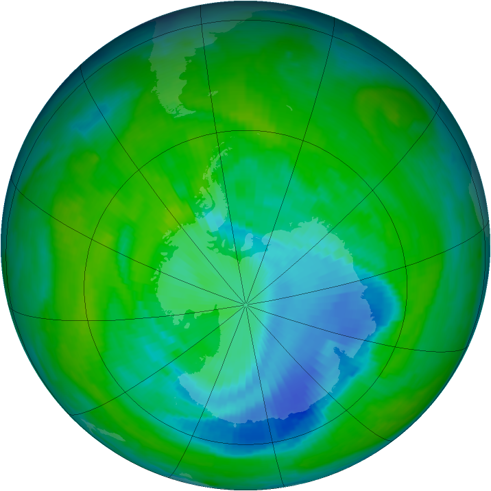 Antarctic ozone map for 29 November 1997